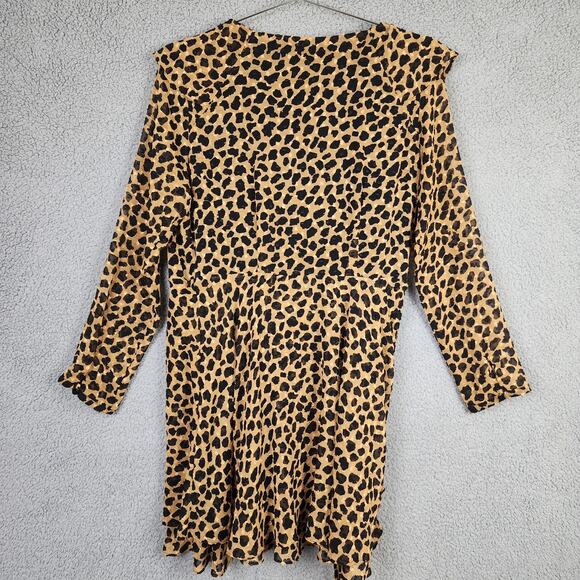 Free People Frenchie Leopard Print Ruffle Wrap Dress Women's Size M Animal Print - Picture 2 of 10